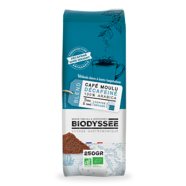 Biodyssée -- Café moulu décaféiné 100% arabica bio (origine Mexique) - 250 g