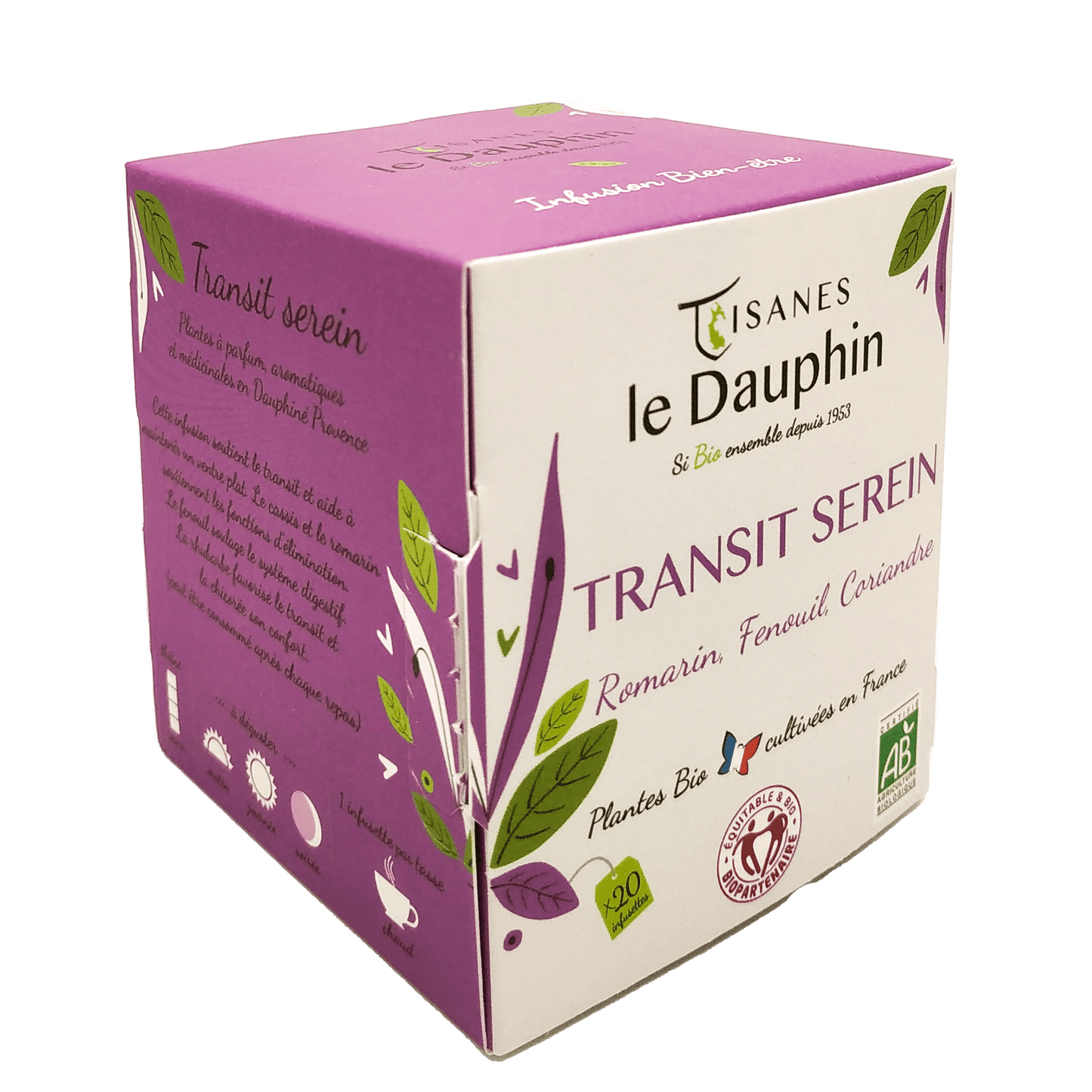 Tisanes Le Dauphin -- Infusion bio transit serein origine france - 20 infusettes