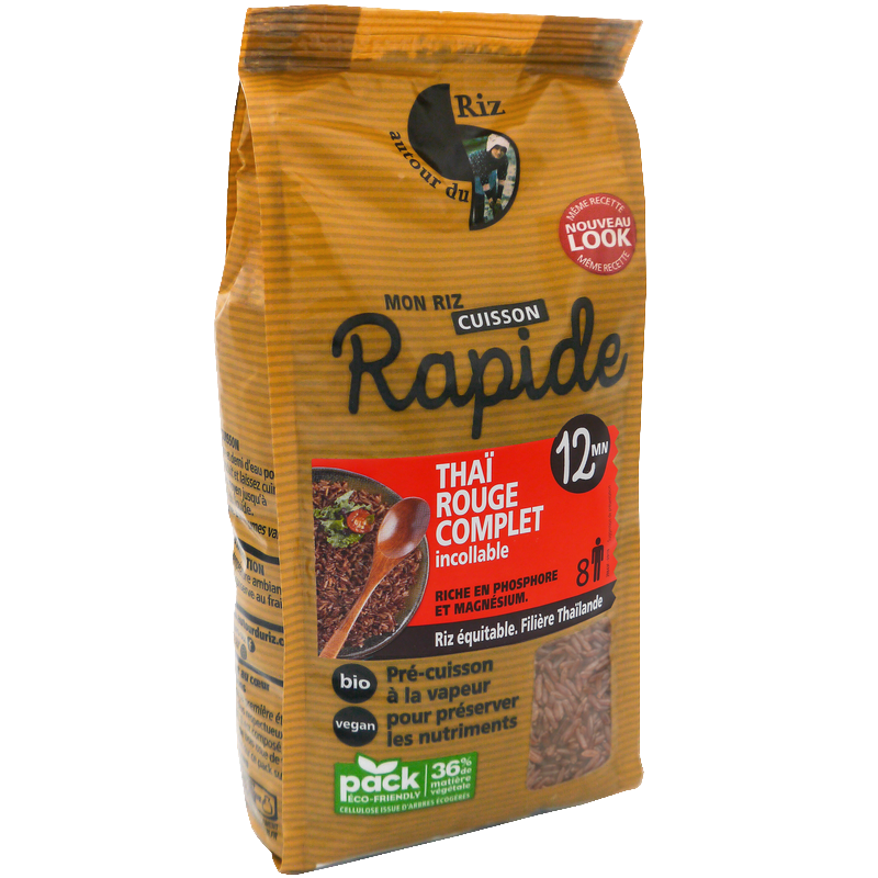 Autour Du Riz -- Riz thaï rouge bio cuisson 12min équitable (origine Thaïlande) - 500 g